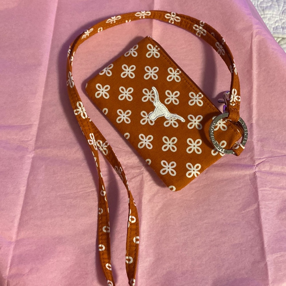 Vera Bradley Longhorn Orange Wallet Lanyard
